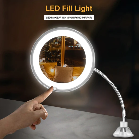 Flexibler LED-Kosmetikspiegel mit 10-facher Vergrößerung