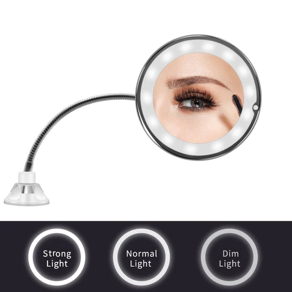 Flexibler LED-Kosmetikspiegel mit 10-facher Vergrößerung