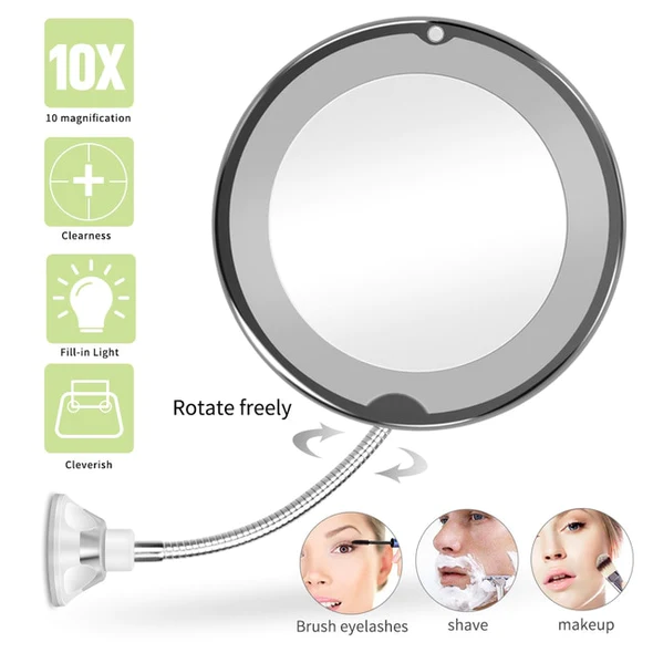 Flexibler LED-Kosmetikspiegel mit 10-facher Vergrößerung