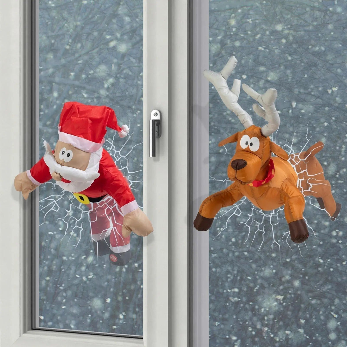 Geräuschaktivierte, bewegliche Weihnachtsmann-Figur fürs Fenster
