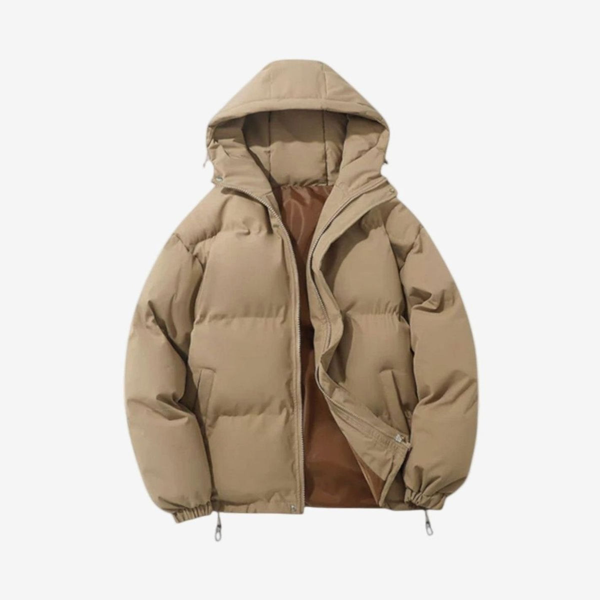 Gesteppte Herren-Pufferjacke mit Kapuze und Reißverschluss