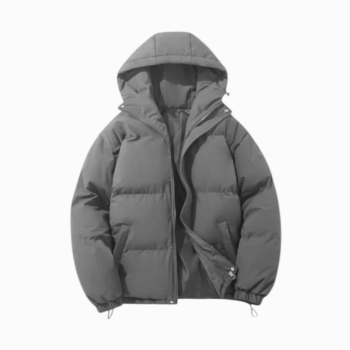 Gesteppte Herren-Pufferjacke mit Kapuze und Reißverschluss