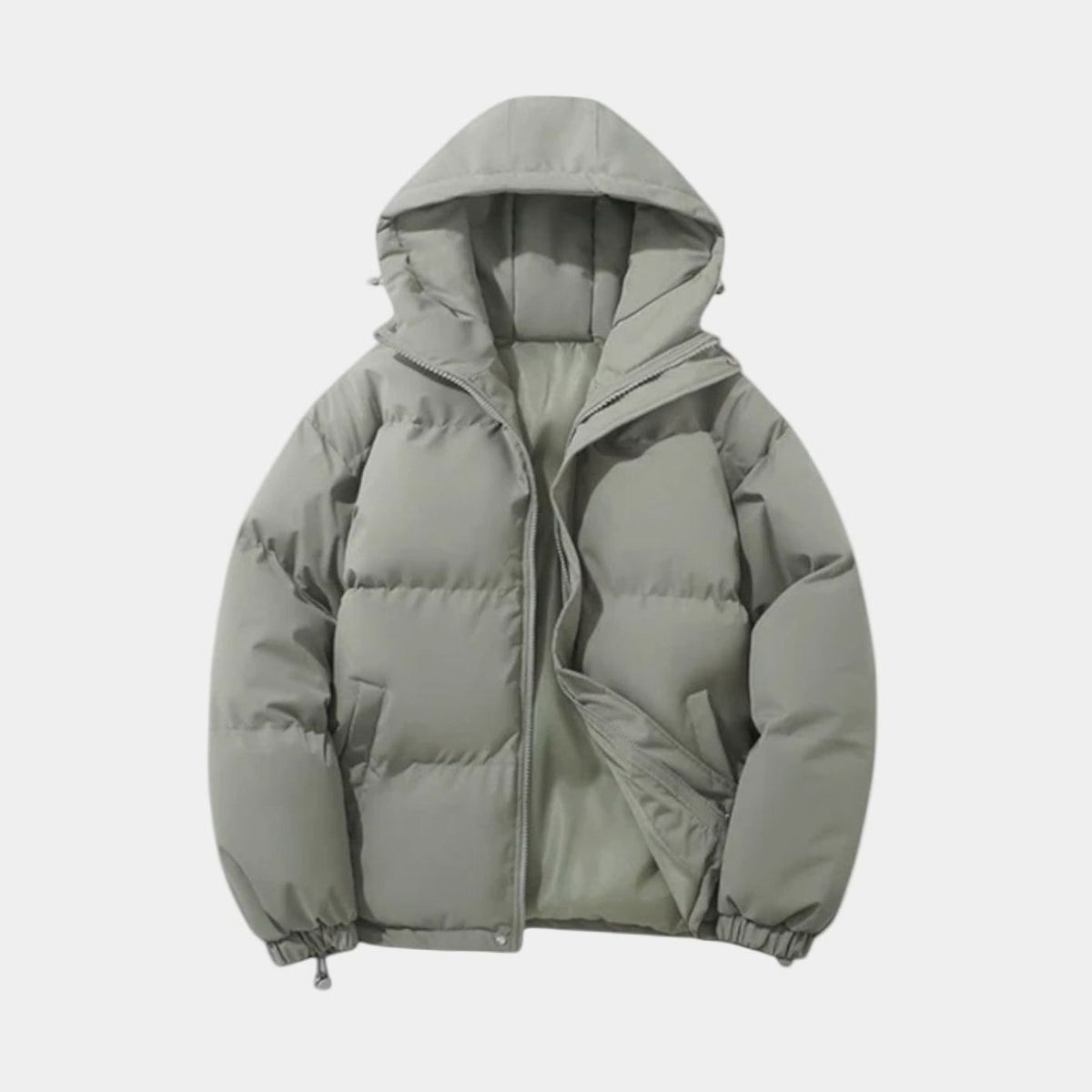 Gesteppte Herren-Pufferjacke mit Kapuze und Reißverschluss