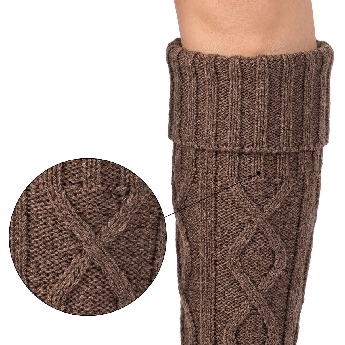 Gestrickte Beinstulpen aus Acryl mit elastischer Passform, ca. 40 cm lang für drinnen, Herbst & Winter