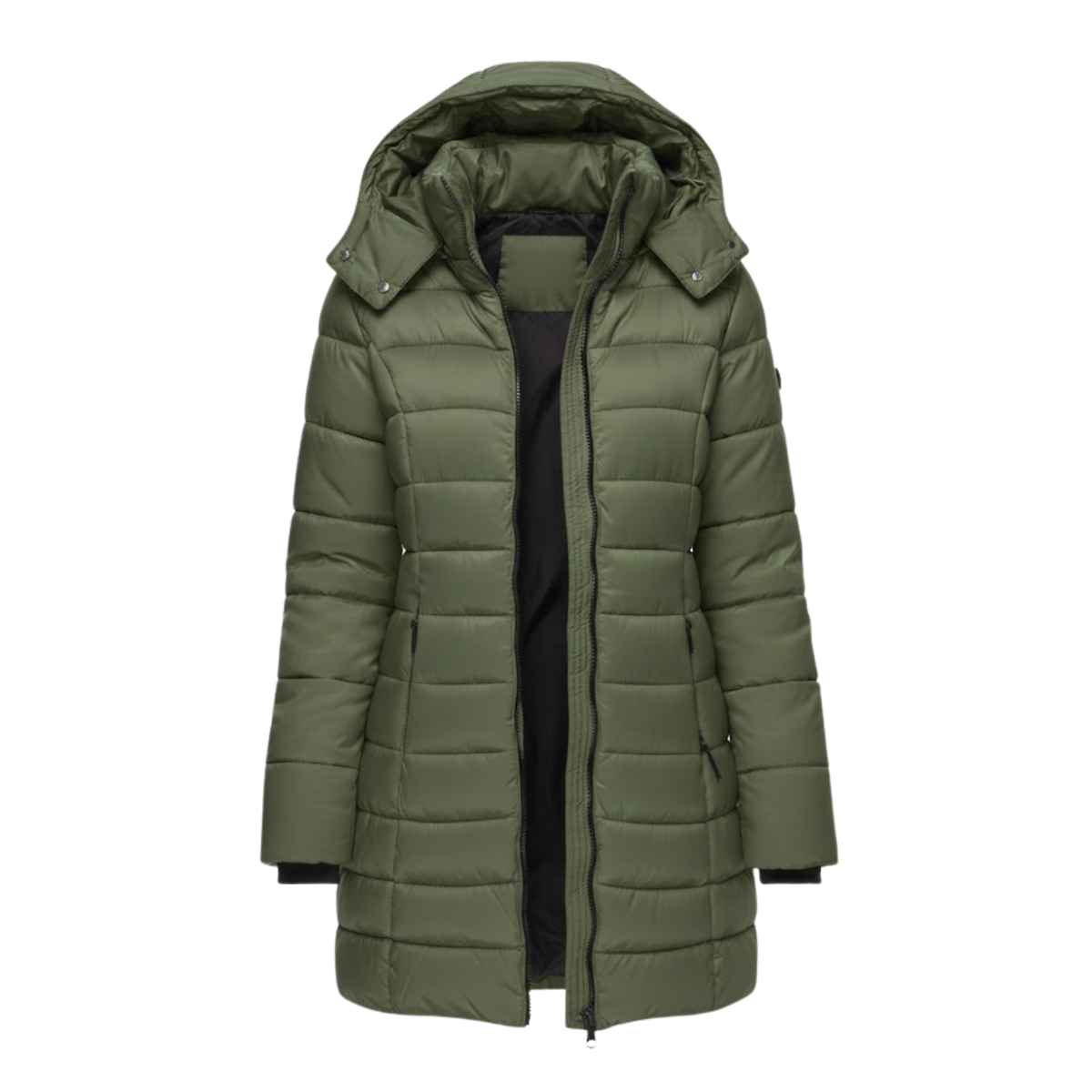 Halblanger wattierter Damen-Parka mit Kapuze – Warmer Winterparka & Steppjacke
