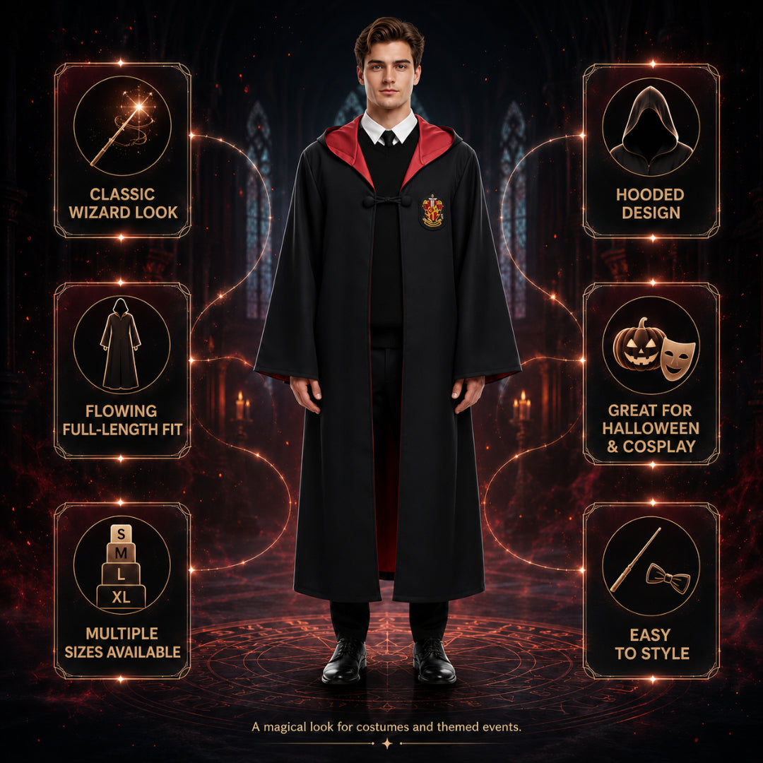 Halloween-Zaubererkostüm Kapuzenumhang