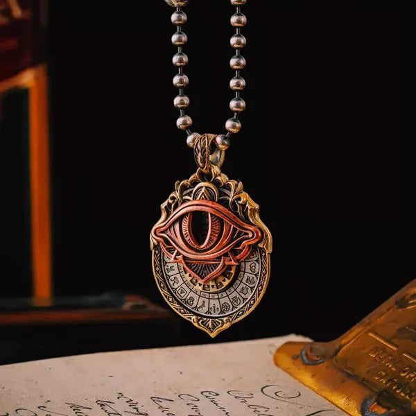 Herren-Halskette mit Anhänger mit mystischem Augenmotiv im Vintage-Design