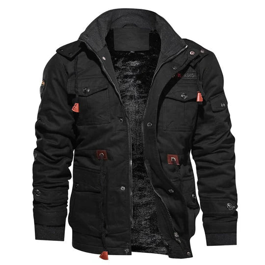 Herren-Military-Cargojacke mit Kapuze