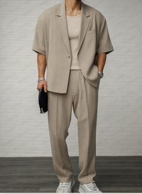 Herren-Set aus Kurzarm-Blazer und Anzughose