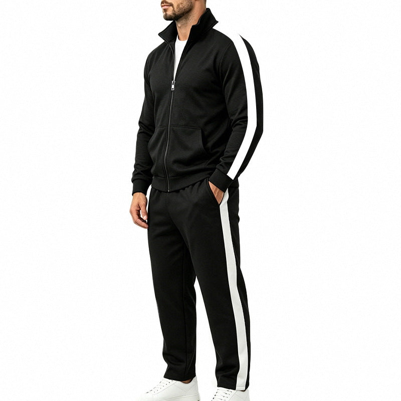 Herren-Sportanzug-Set mit Kontraststreifen, Reißverschlussjacke und Jogginghose