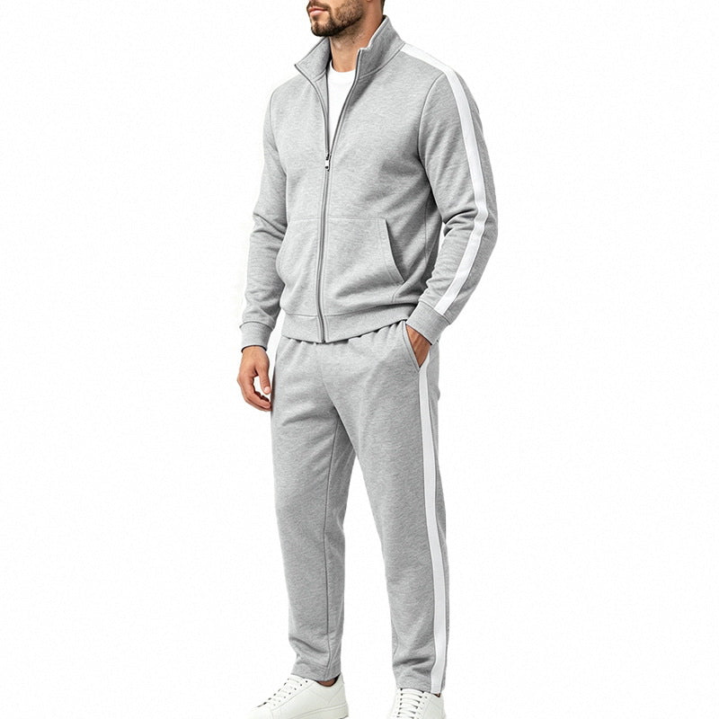 Herren-Sportanzug-Set mit Kontraststreifen, Reißverschlussjacke und Jogginghose