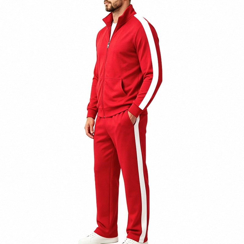 Herren-Sportanzug-Set mit Kontraststreifen, Reißverschlussjacke und Jogginghose