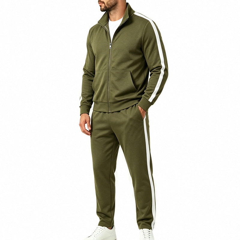Herren-Sportanzug-Set mit Kontraststreifen, Reißverschlussjacke und Jogginghose