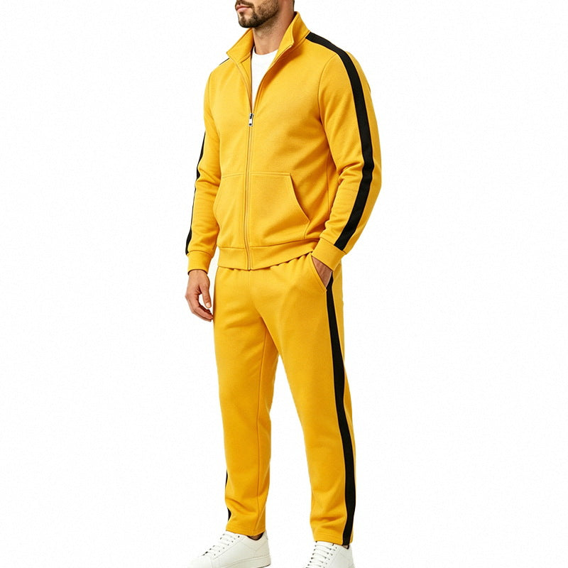 Herren-Sportanzug-Set mit Kontraststreifen, Reißverschlussjacke und Jogginghose
