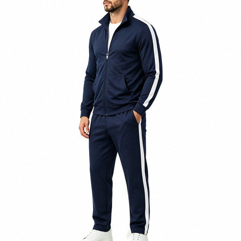 Herren-Sportanzug-Set mit Kontraststreifen, Reißverschlussjacke und Jogginghose