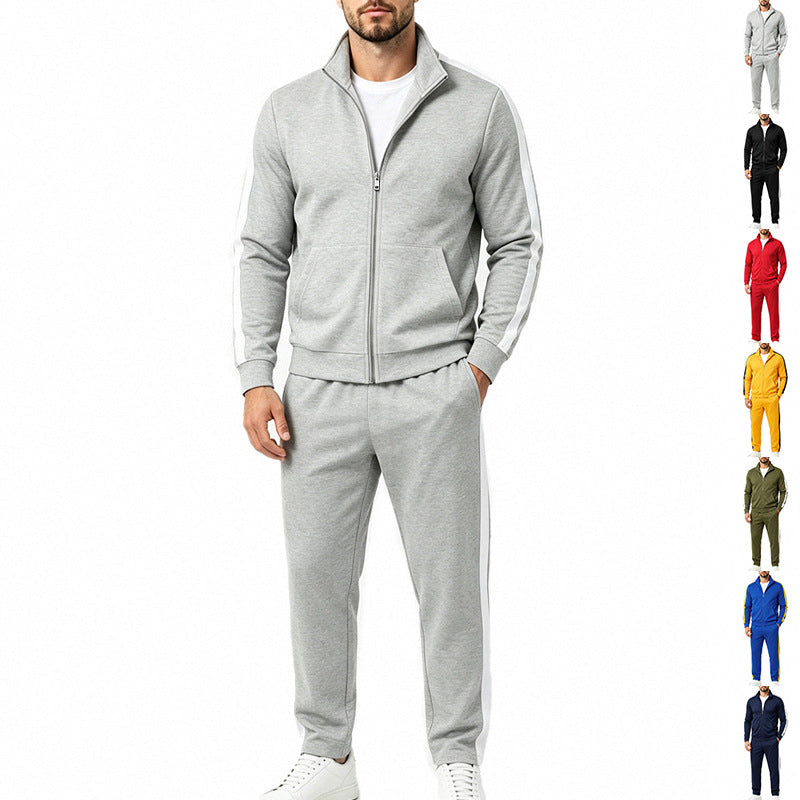 Herren-Sportanzug-Set mit Kontraststreifen, Reißverschlussjacke und Jogginghose