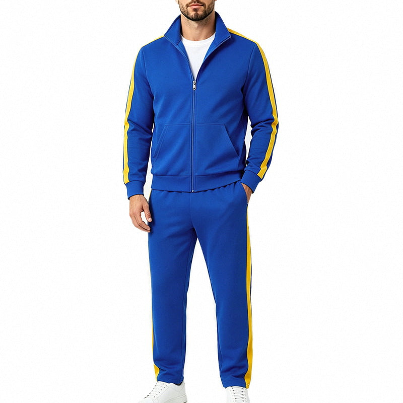 Herren-Sportanzug-Set mit Kontraststreifen, Reißverschlussjacke und Jogginghose