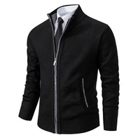 Herren-Strickjacke aus Merinowolle mit Reißverschluss und Stehkragen