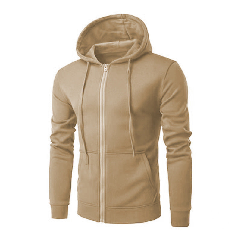 Herren-Sweatjacke im Slim-Fit mit Kapuze, Reißverschluss, weichem Fleece-Futter und Kängurutaschen
