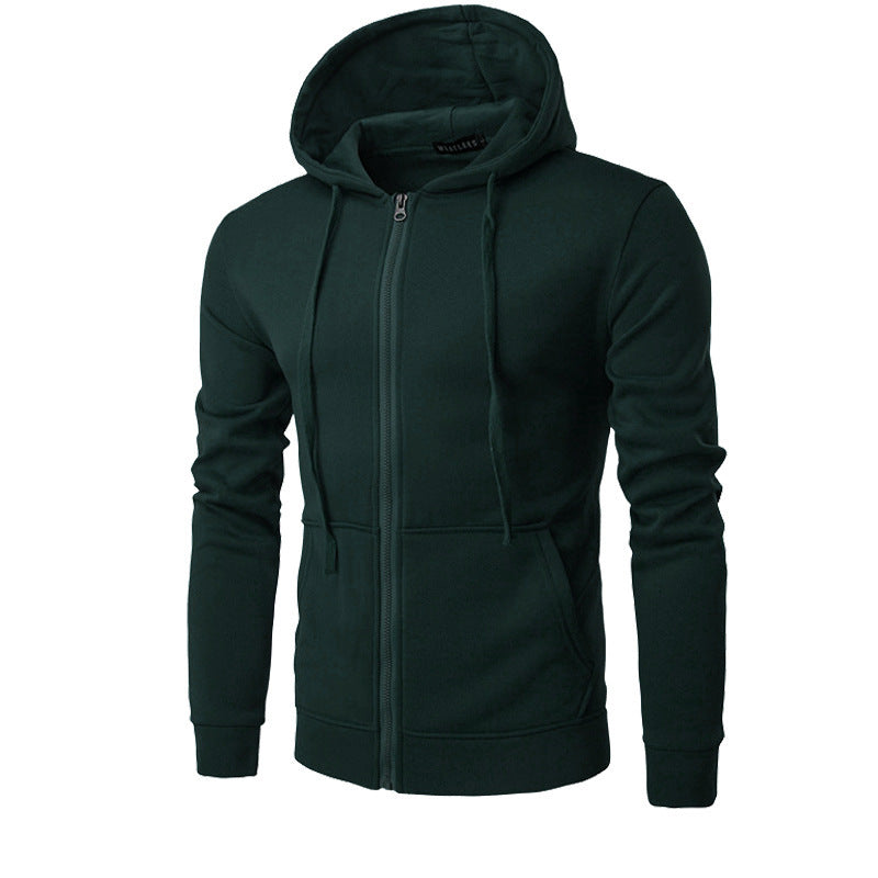 Herren-Sweatjacke im Slim-Fit mit Kapuze, Reißverschluss, weichem Fleece-Futter und Kängurutaschen