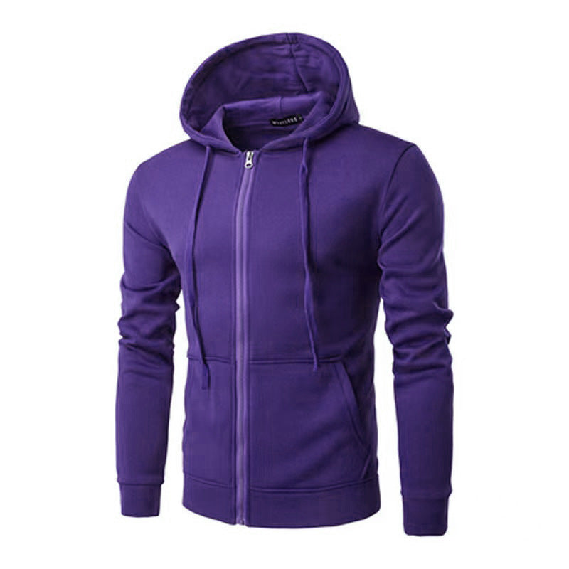 Herren-Sweatjacke im Slim-Fit mit Kapuze, Reißverschluss, weichem Fleece-Futter und Kängurutaschen
