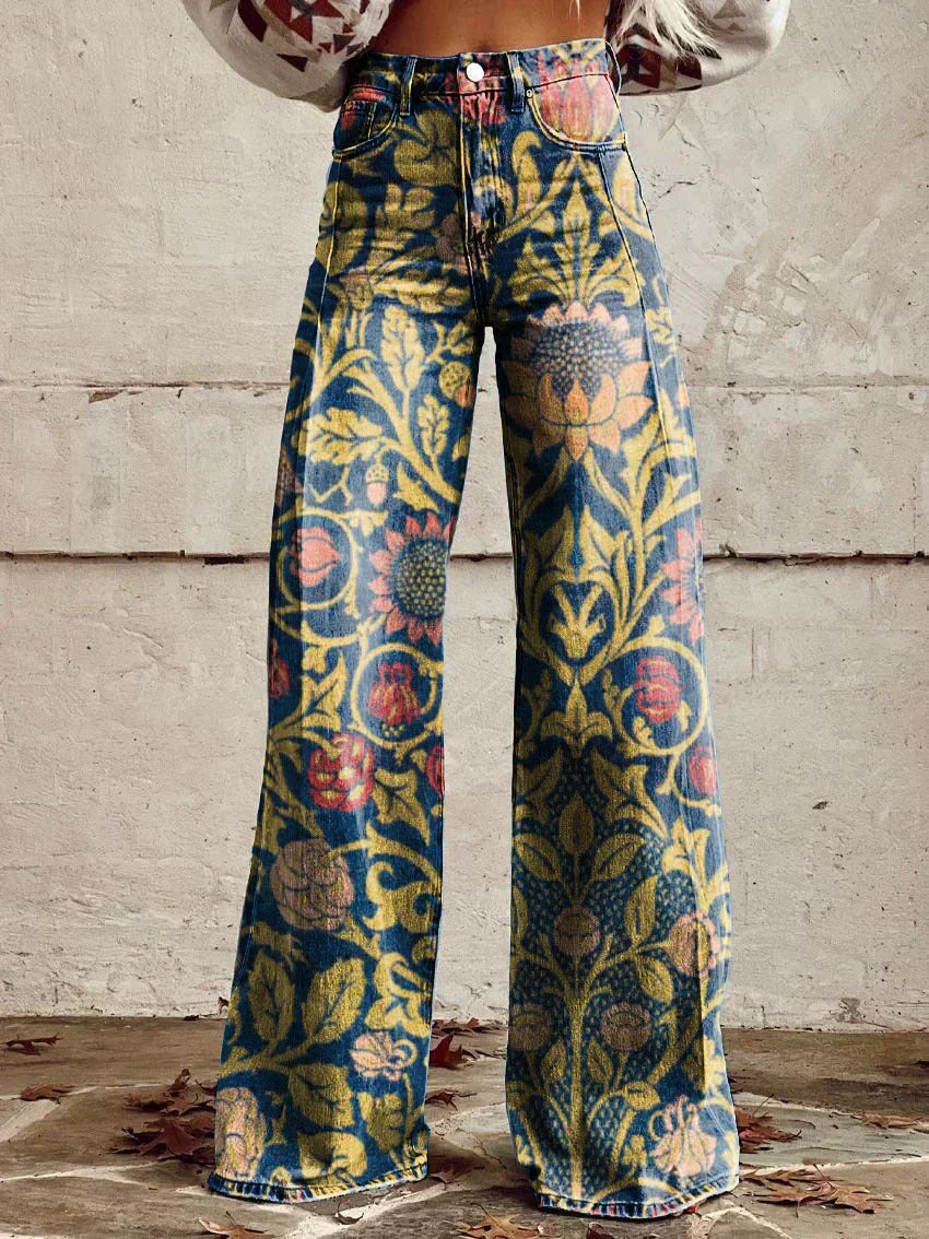 High-Waist-Jeans mit weit geschnittenem Bein für Damen