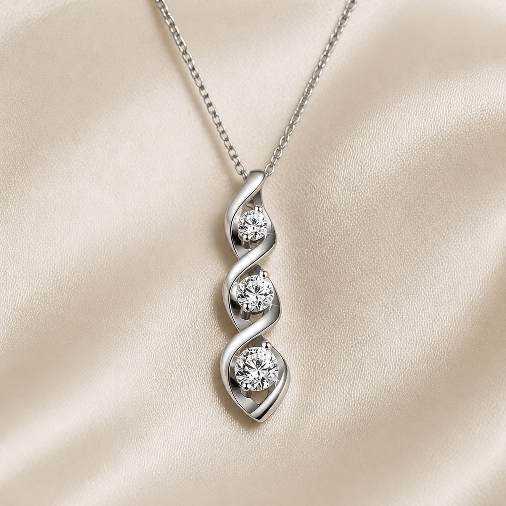 Infinity-Halskette aus Weißgold mit Zirkonia