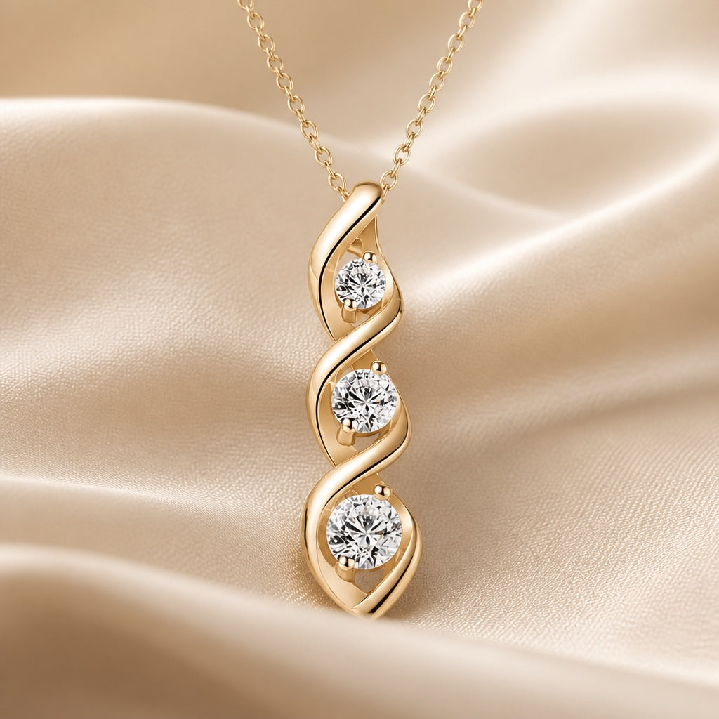 Infinity-Halskette aus Weißgold mit Zirkonia