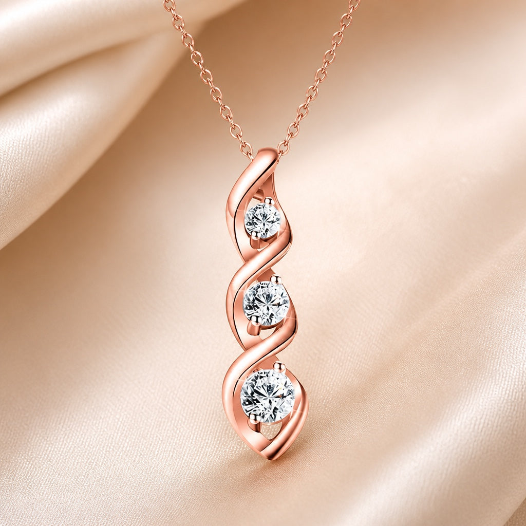 Infinity-Halskette aus Weißgold mit Zirkonia