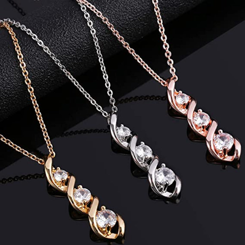 Infinity-Halskette aus Weißgold mit Zirkonia