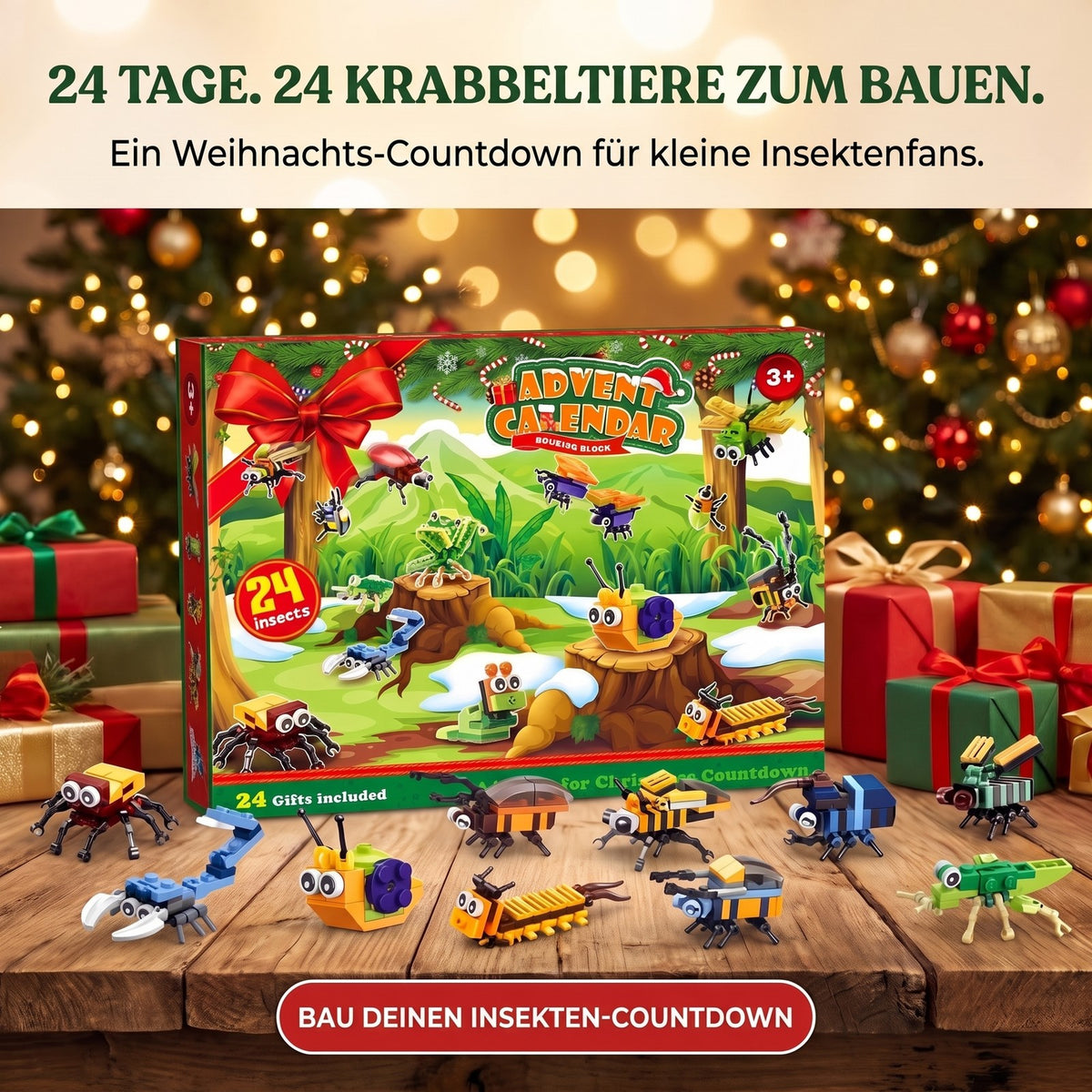 Insekten-Adventskalender für Kinder, 24 Modelle + 2 geheime Modelle