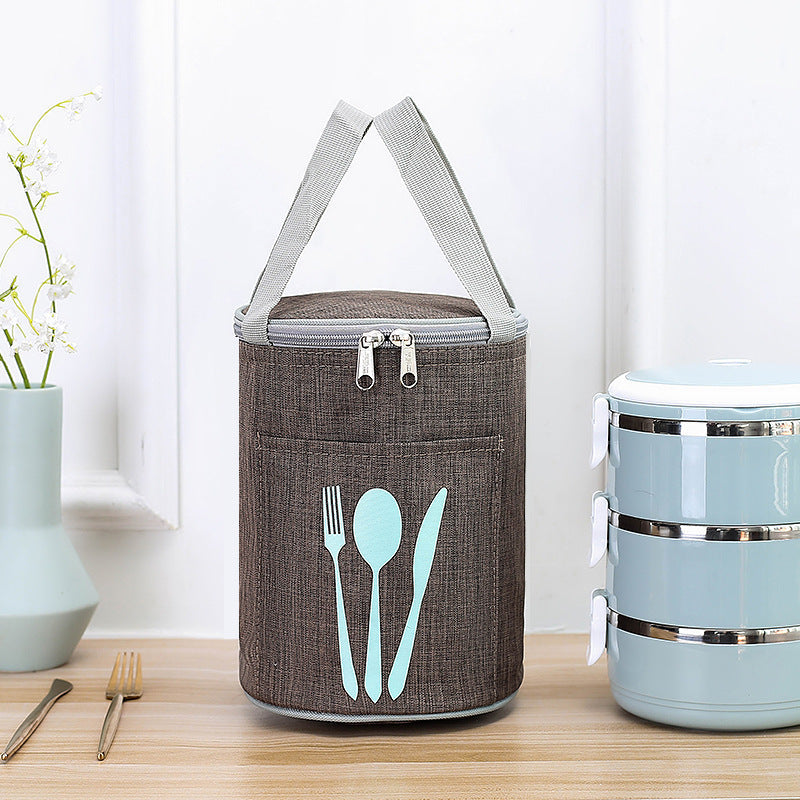 Isolierte zylindrische Lunch-Kühltasche mit Besteckfach