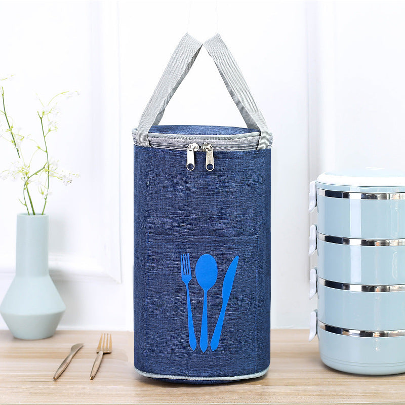 Isolierte zylindrische Lunch-Kühltasche mit Besteckfach