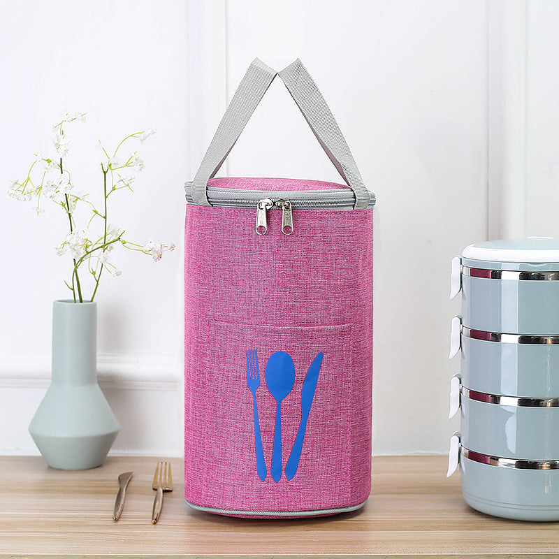 Isolierte zylindrische Lunch-Kühltasche mit Besteckfach