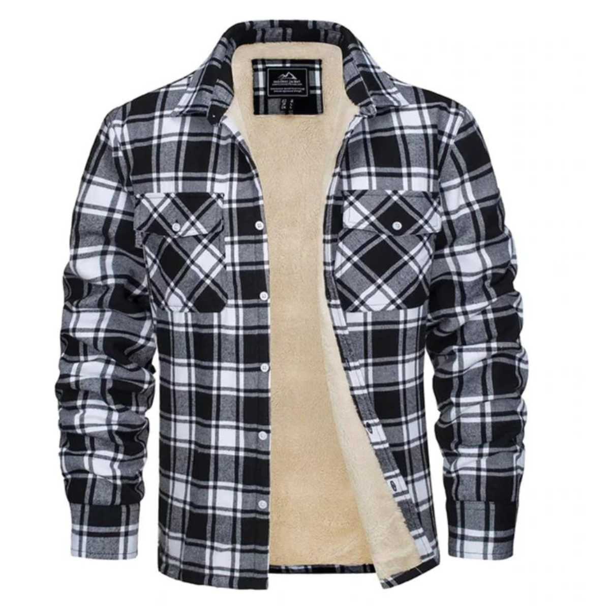Karierte Herren-Hemdjacke mit Sherpa-Futter