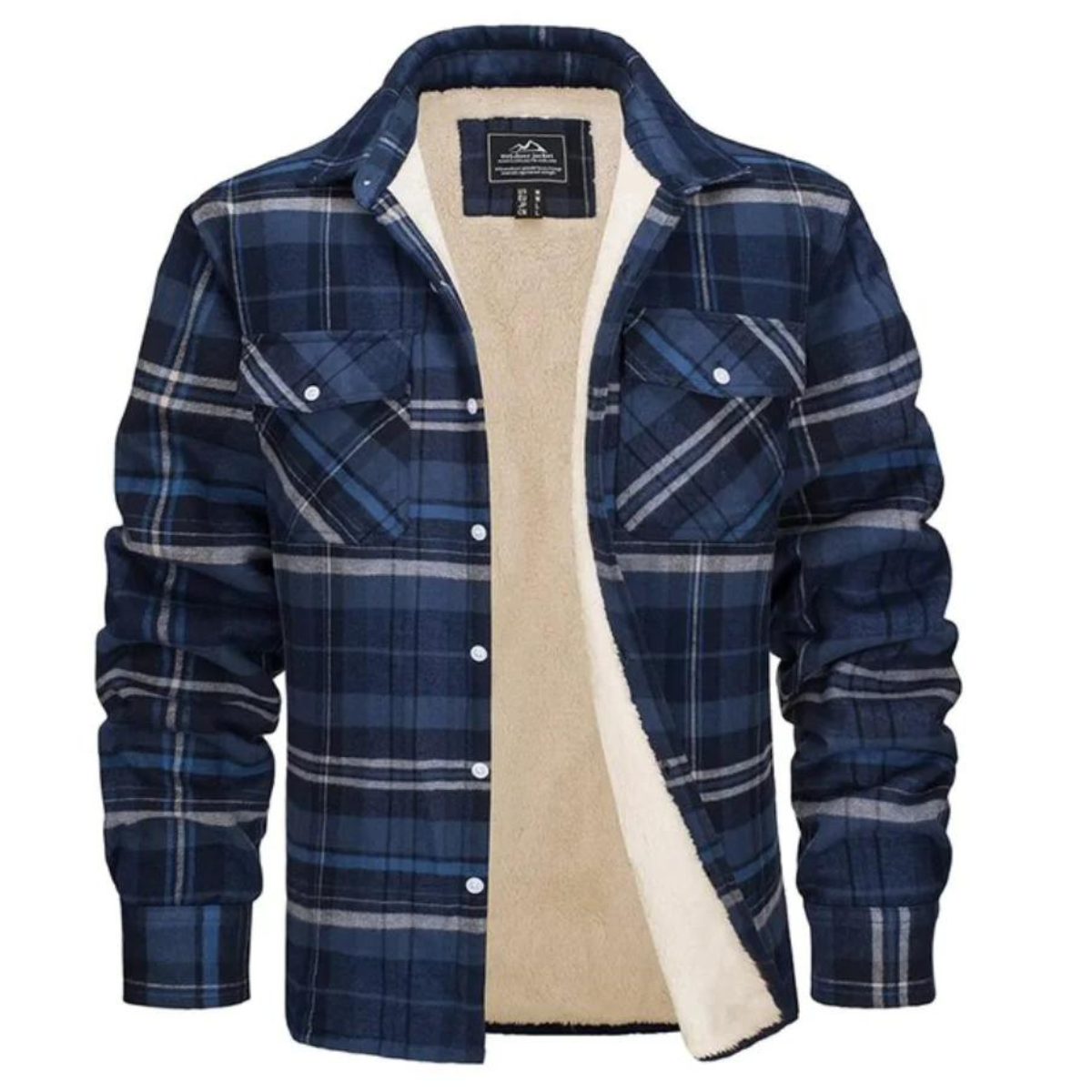 Karierte Herren-Hemdjacke mit Sherpa-Futter