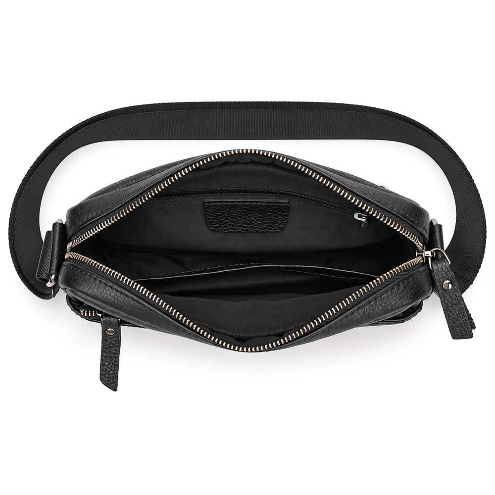 Kompakte Crossbody-Umhängetasche aus echtem Leder mit verstellbarem Riemen