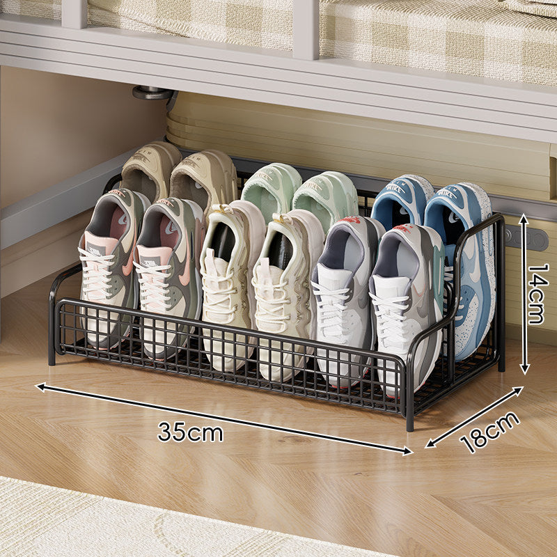 Kompakter, stapelbarer Unterbett-Schuh-Organizer aus Metallgitter mit mehreren Fächern