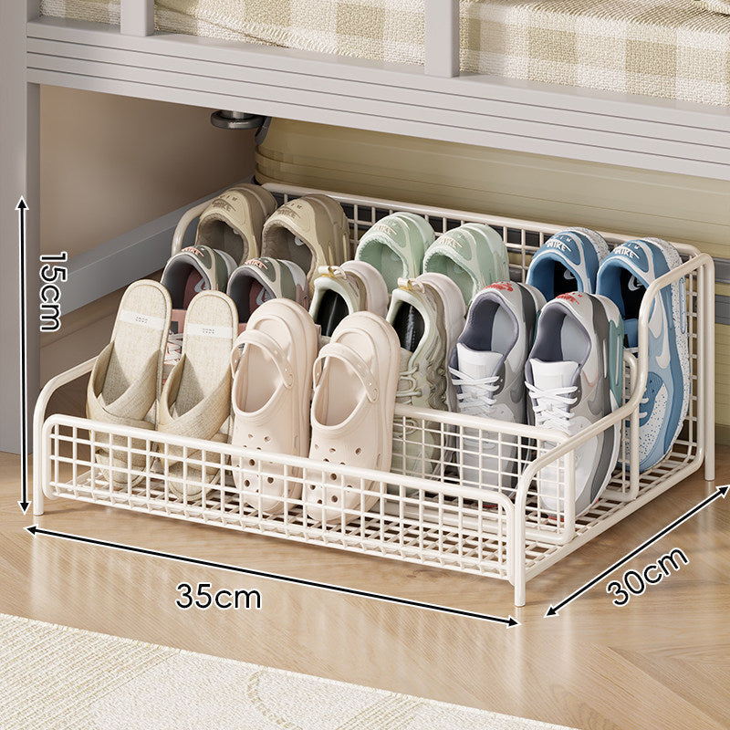 Kompakter, stapelbarer Unterbett-Schuh-Organizer aus Metallgitter mit mehreren Fächern