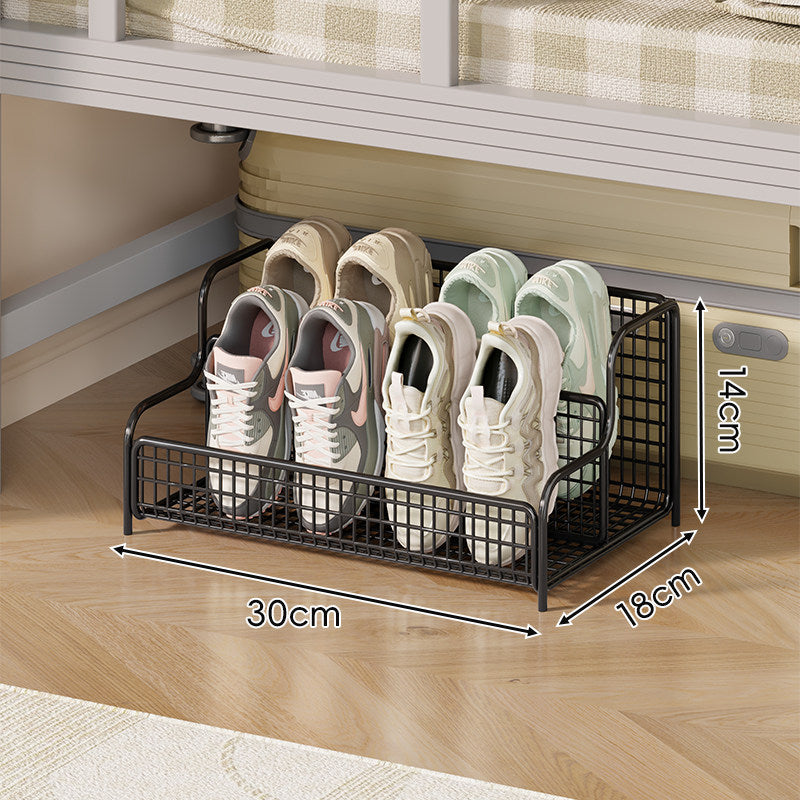 Kompakter, stapelbarer Unterbett-Schuh-Organizer aus Metallgitter mit mehreren Fächern