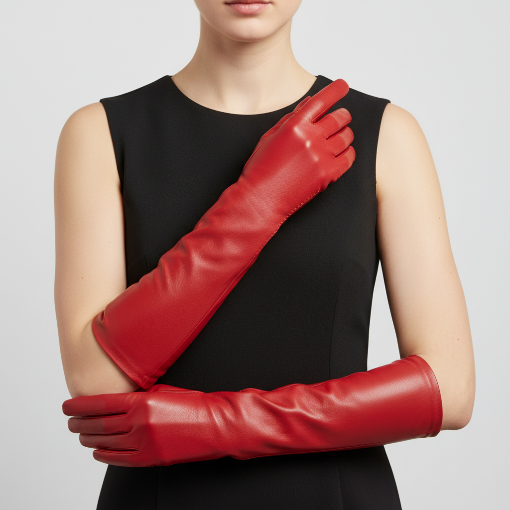 Lange klassische Handschuhe aus echtem Leder