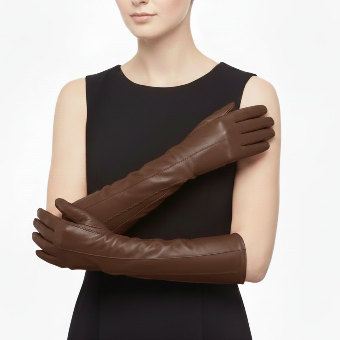 Lange klassische Handschuhe aus echtem Leder