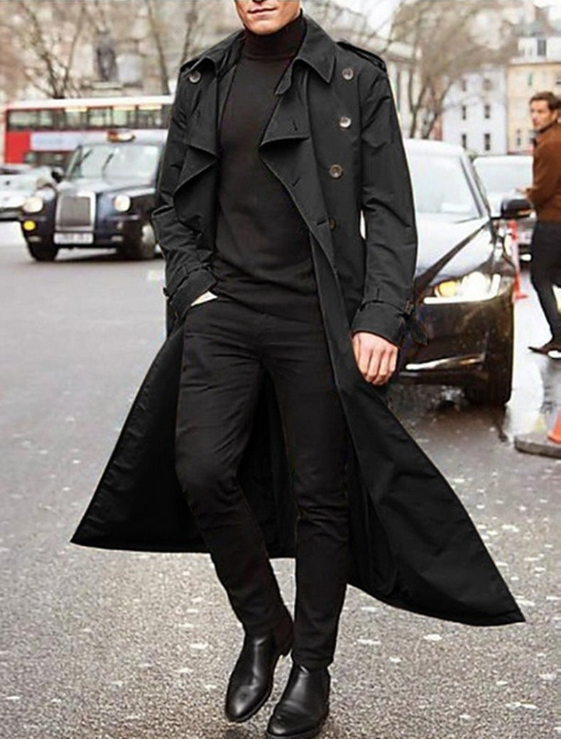 Langer Herren-Trenchcoat – klassisches & elegantes Design