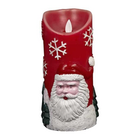 LED-Kerze mit Weihnachtsmotiv – Ø 9 x 18 cm – (Rot oder Weiß)