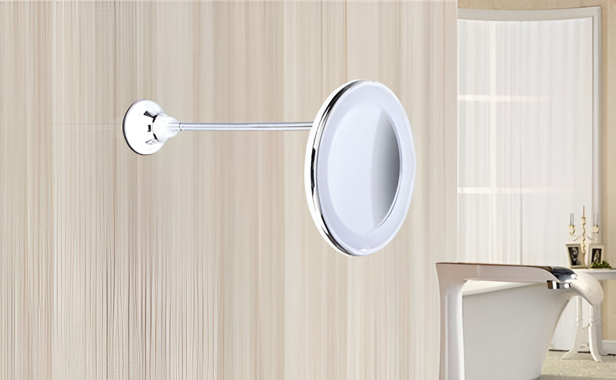 LED-Kosmetikspiegel mit 10-facher Vergrößerung und Saugnapf
