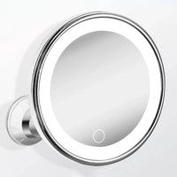 LED-Schminkspiegel mit 10-facher Vergrößerung, Saugnapf und 360° Drehbarkeit