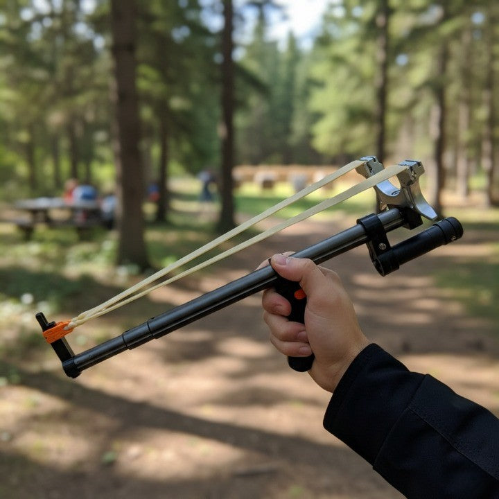 Leistungsstarke Teleskop-Steinschleuder mit Laser