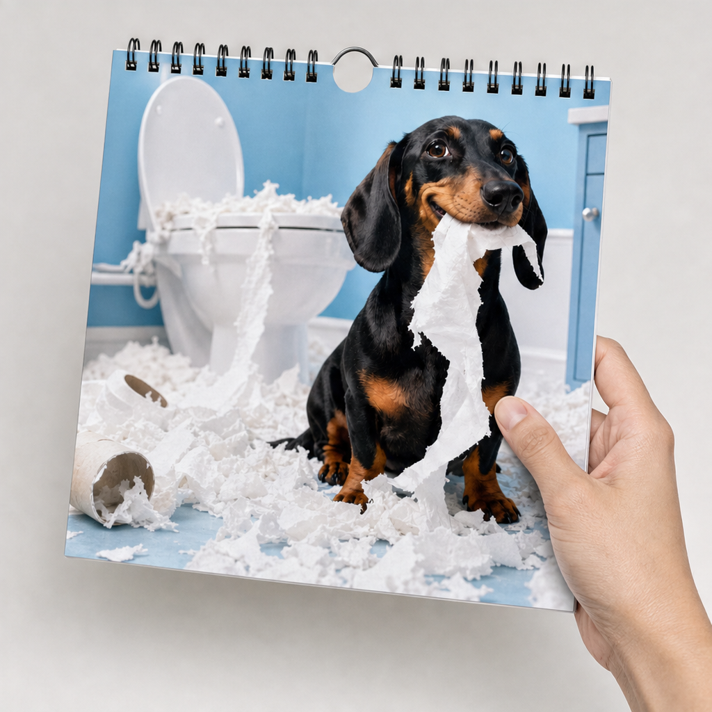 Lustiger Dackel-Wandkalender