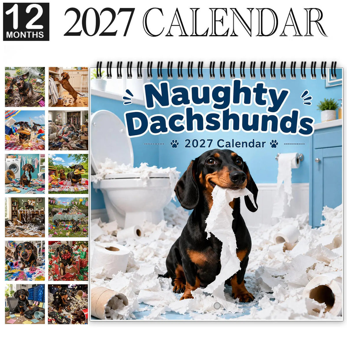 Lustiger Dackel-Wandkalender