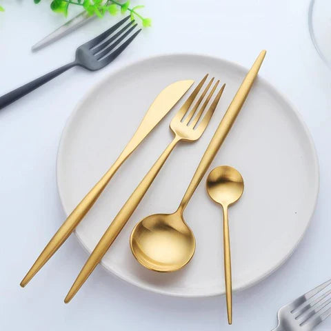 Luxuriöses, minimalistisches 24-teiliges Besteckset für ein gehobenes Tischambiente